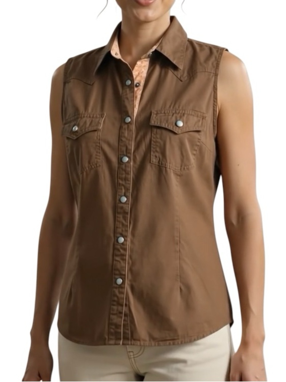 Bit & Bridle Collared Sleeveless Shirt
Western Cottage-core Glamping Brown M